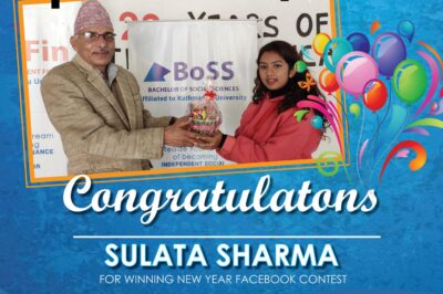 Congratulations Sulata Sharma for winning New Year Facebook Contest!