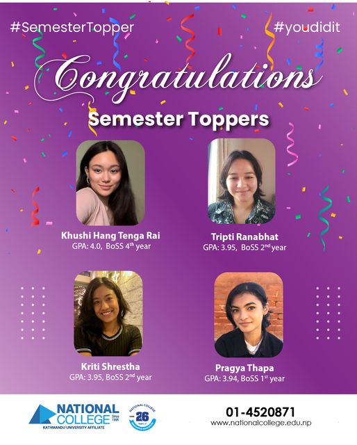 Congratulations to all the Semester Toppers.