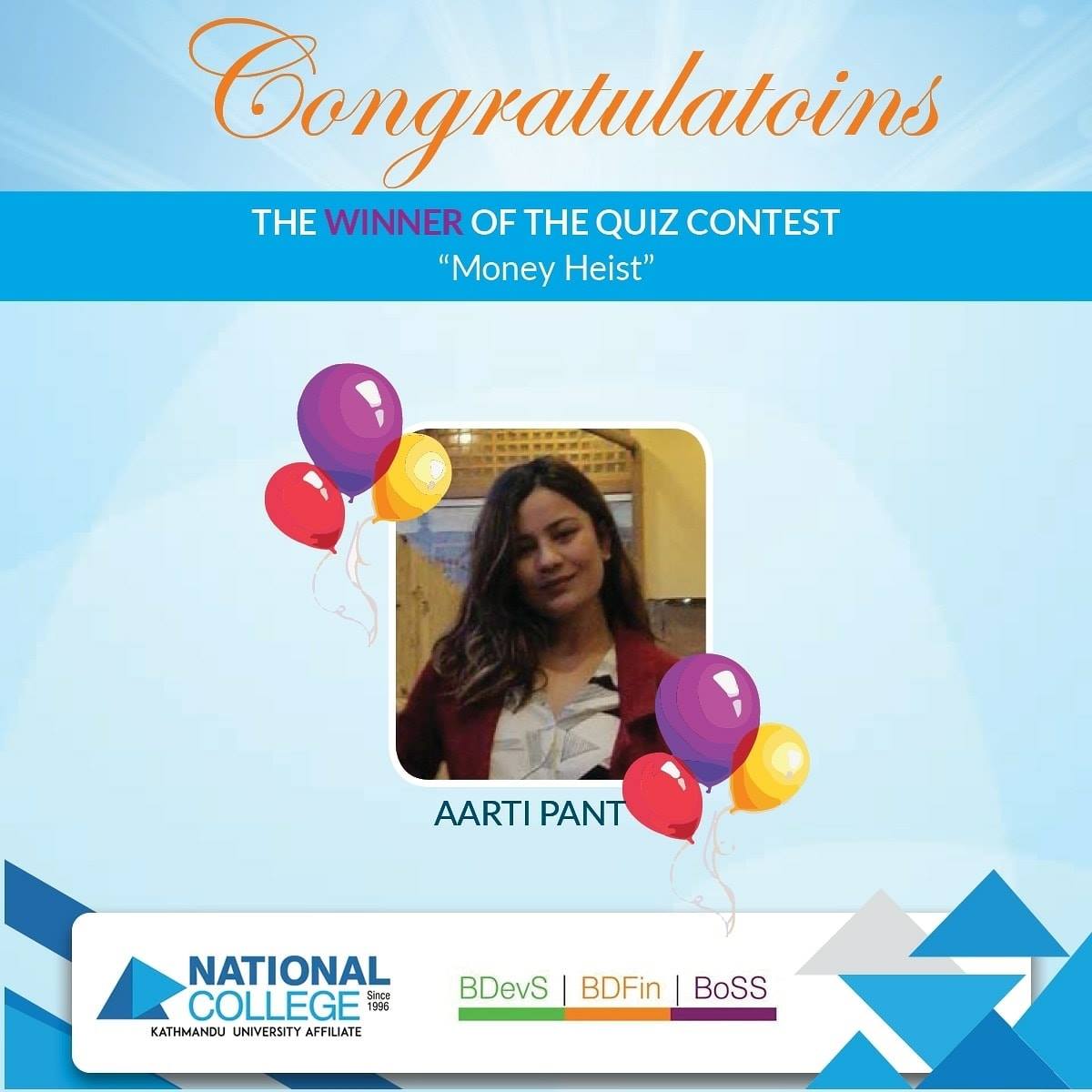 Congratulations Aarti Pant