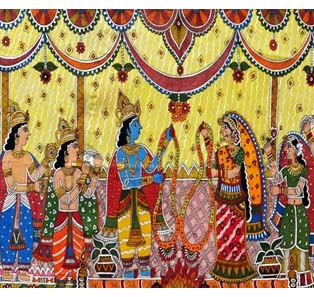 Mithila Painting
Lord Ram and Goddesses Sita Marriage Ceremony